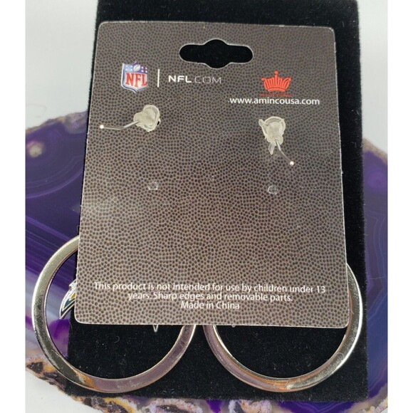 NFL Los Angeles Chargers Unisex Earrings J-Hook Logo Silver Tone 1 inch Hoop - Picture 5 of 8